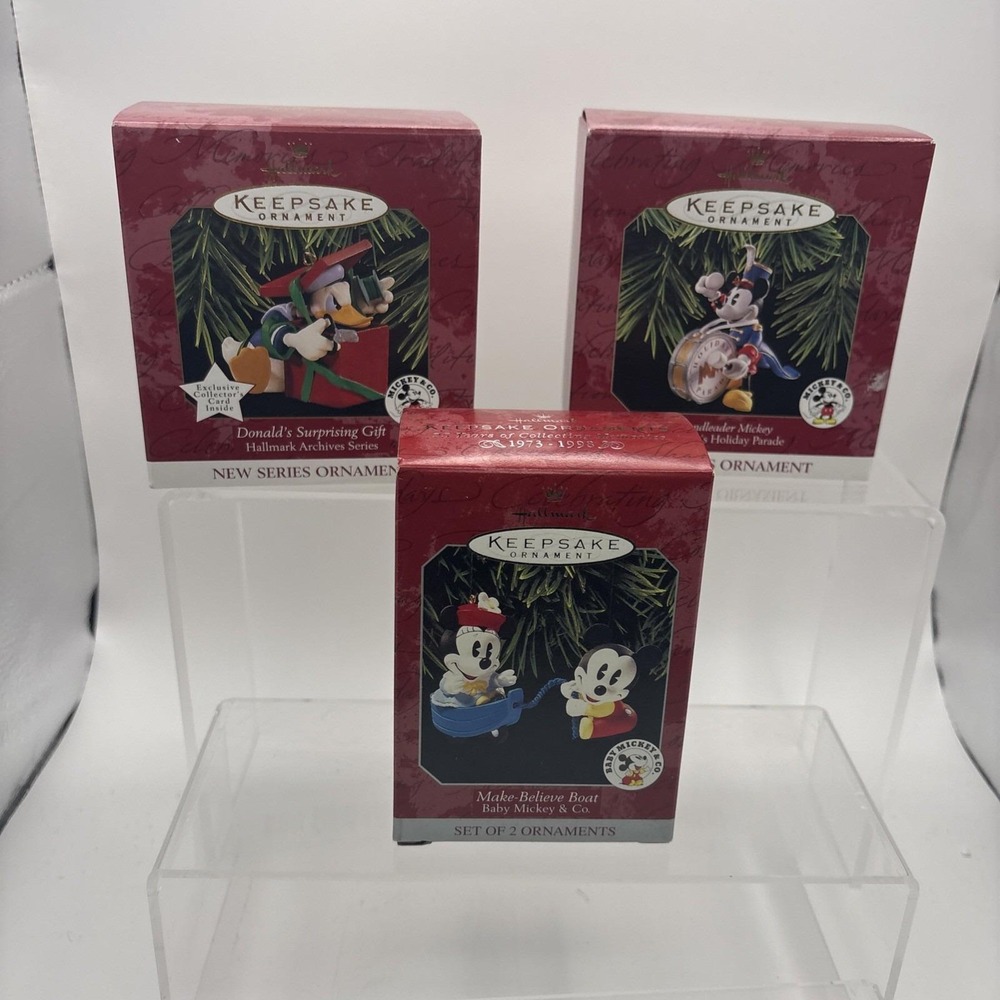 Hallmark Ornament~Lot of 3 DIsney~Donald Duck/Mickey Mouse/Baby Mickey~NIB